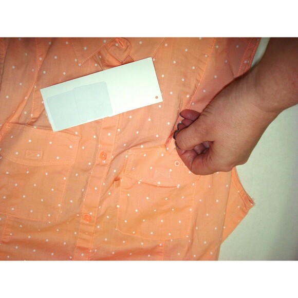 NWT New Womens Columbia Pink Peach Dot Dress PFG M White Pockets Cotton Rod Logo - Picture 6 of 10